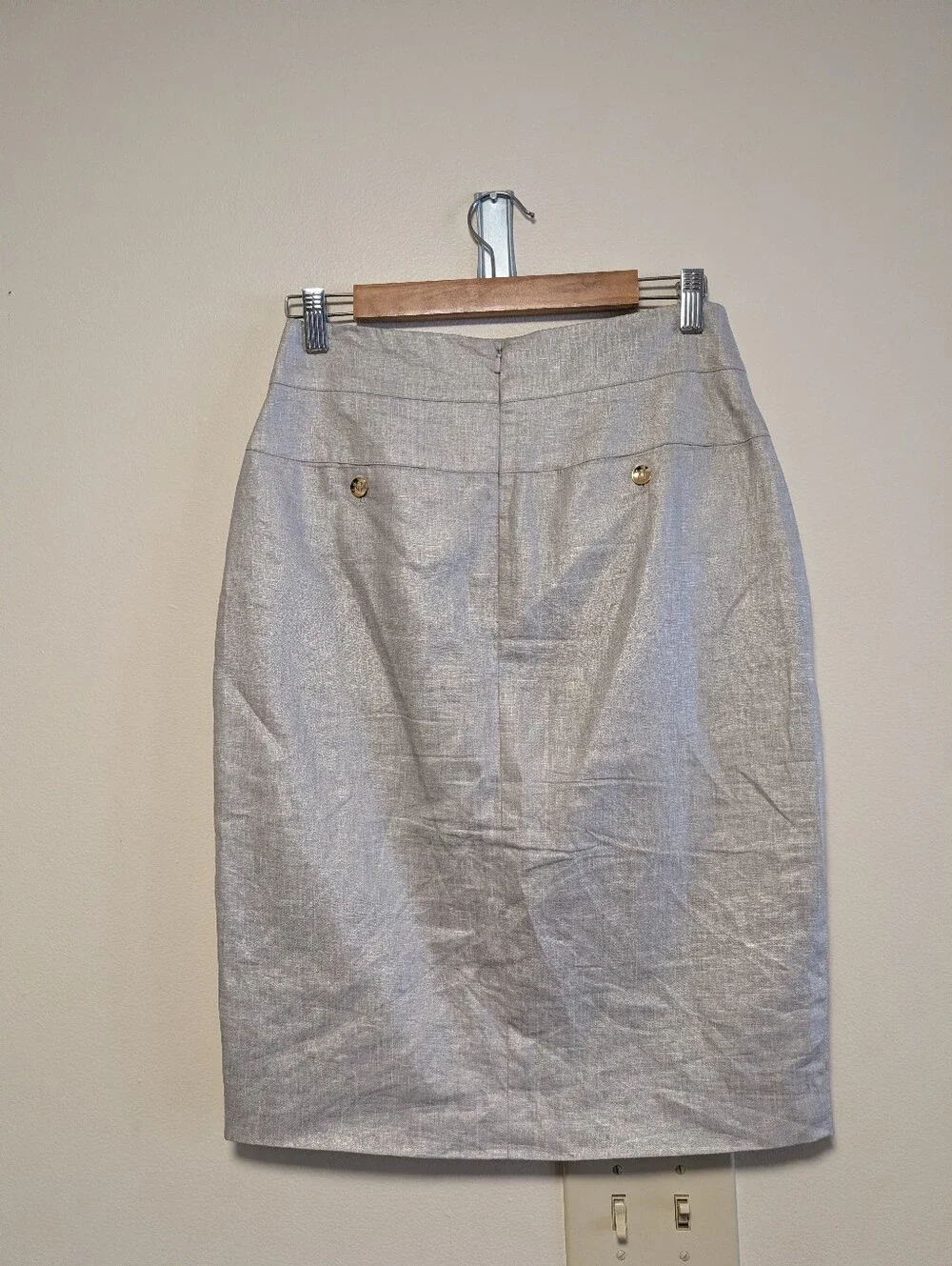 Robert Rodriguez 100% Linen Pencil Skirt Size 4 Neutral Beige With Shimmer